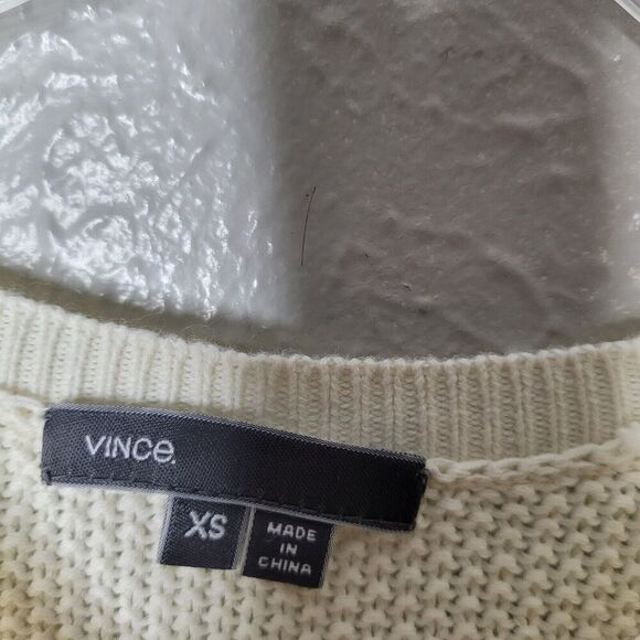 Vince womens Ivory Waffle Knit Pullover Cashmere Blend Sweater Minimal XS - Picture 3 of 8